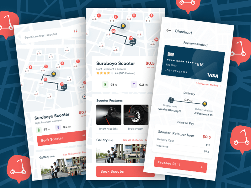 Scooter Renting App - Scooterio Sketch Resource