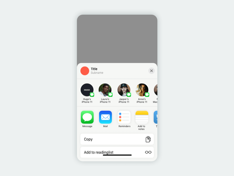 Simple Share ActionsHeet IOS 13 Sketchnressource