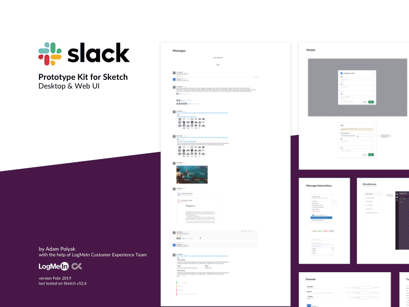 Slack Прототип Комплект Sketch ресурсов