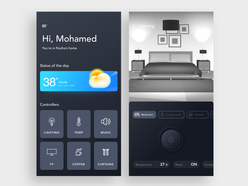 Smart Home App Bildschirm Sketch Ressource