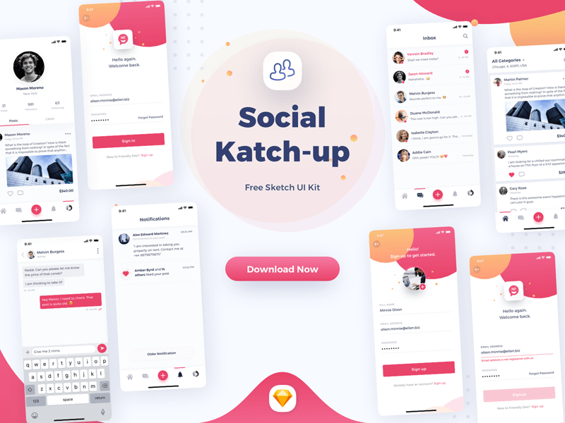 Social UI Kit Sketch Resource