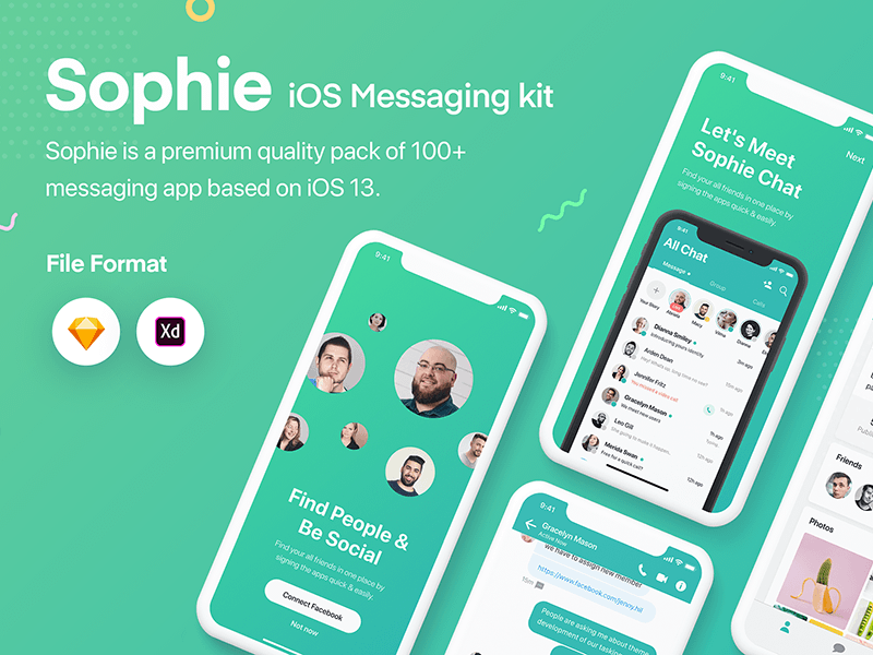 Sophie Messaging App UI Kit Demo Sketch Ressource