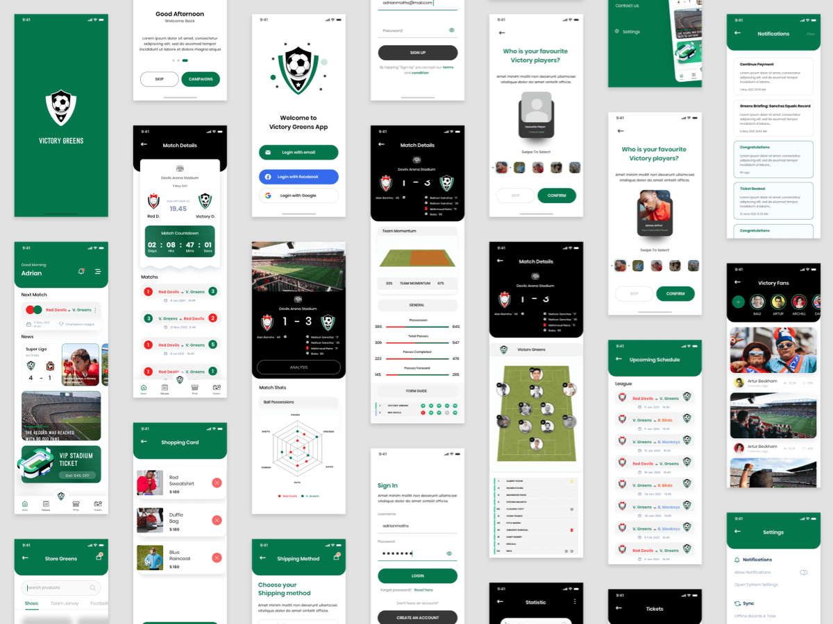 Sports Club Directory App Sketch Resource