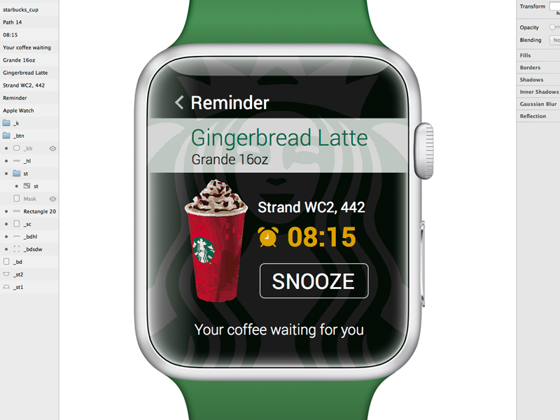 Reloj - Recordatorio de boceto de recordatorio de café Starbucks