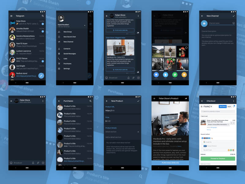 Telegram Messenger для Android в темном режиме Sketch Ресурс