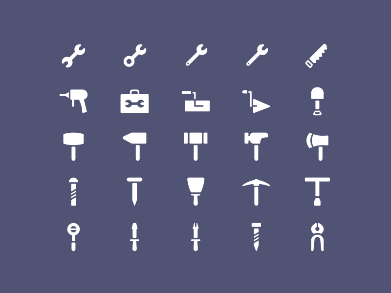 25 Werkzeuge Icon Set Sketch-Ressource