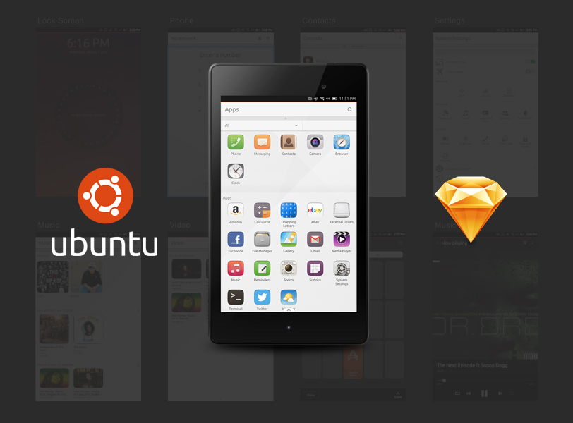 Ressource d'esquisse d'interface graphique Ubuntu Touch Gui