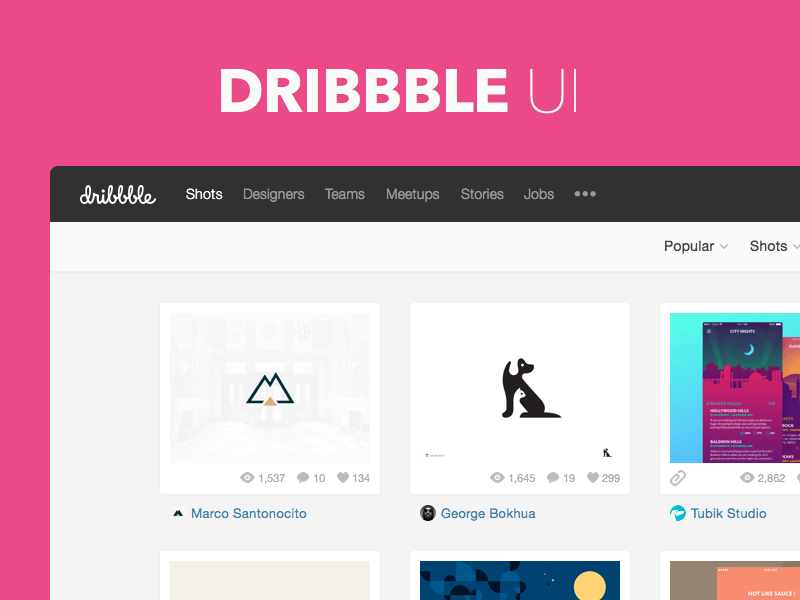 Dribbble UI Reconstructed