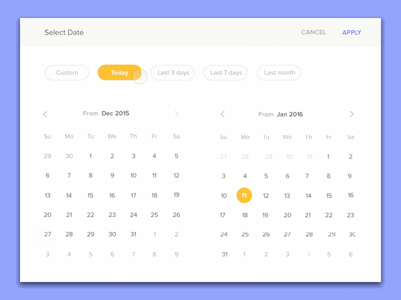 Selección de fecha del calendario – Sketch & Principio