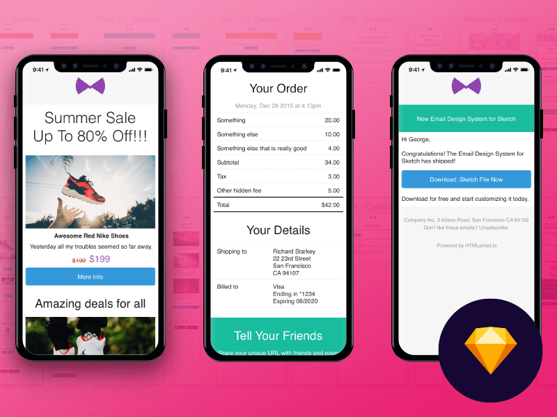 E-Mail Template Design System und UI Kit für Sketch