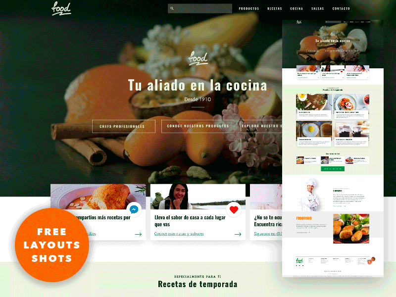 Concept d’interface utilisateur du site Web alimentaire