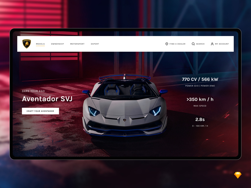 Modèle de page de destination Lamborghini