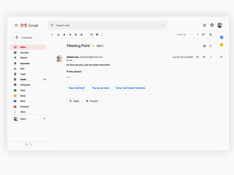 Gmail - Материал Дизайн 2.0 Концепция