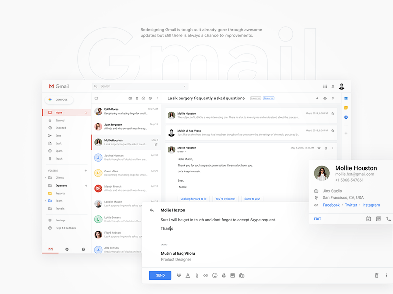 Gmail Redesign in Sketch