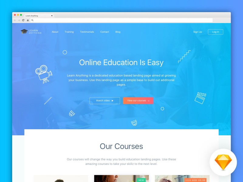 Learn Anything Landing Page Sketch Template