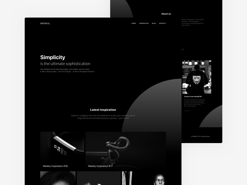 Modèle minimal de site Web noir et blanc