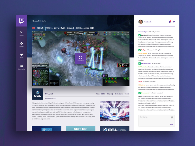 Twitch Redesign in Sketch