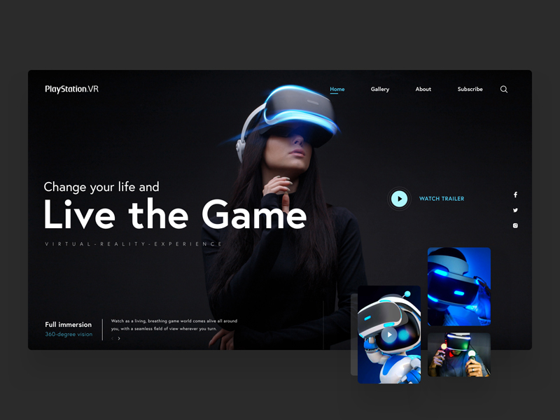 Concepto del sitio web de PlayStation VR