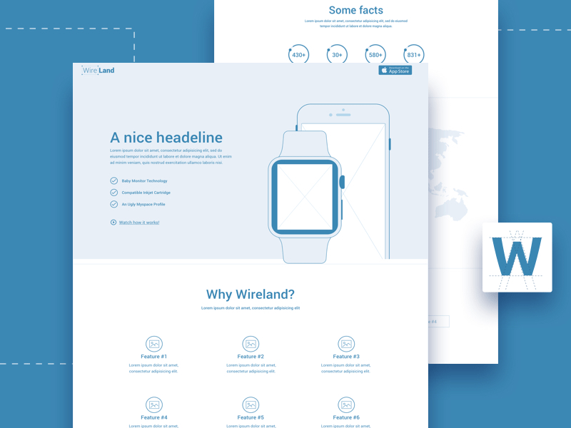 Wireland – Sketch Wireframing Template Sample