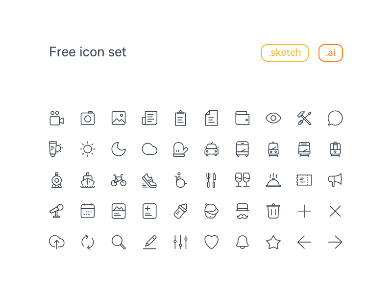 20×20 Free Line Icon Set