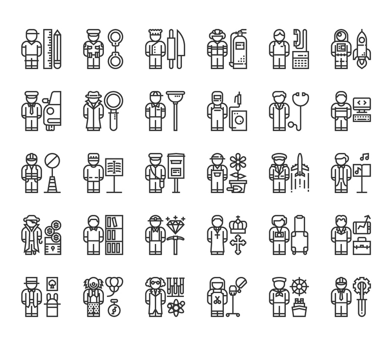 30 People Professions Icons