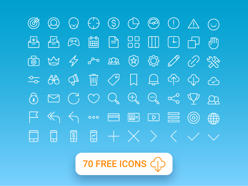 70 iconos de línea de todo propósito gratis