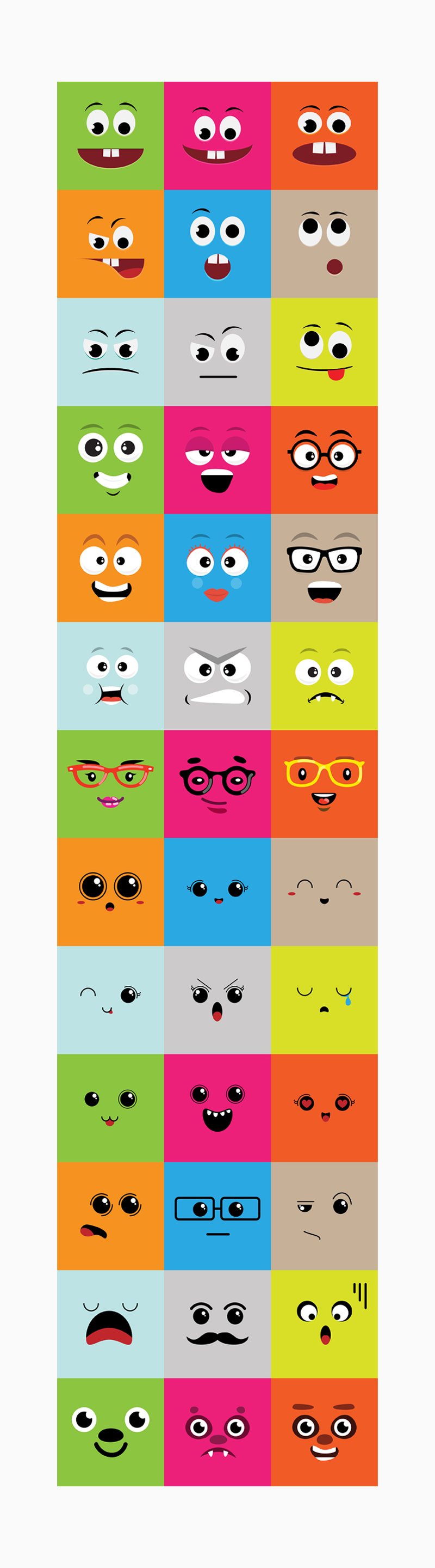 Cartoon -Emotionen Gesichter Set Kit - kostenloser Vektor