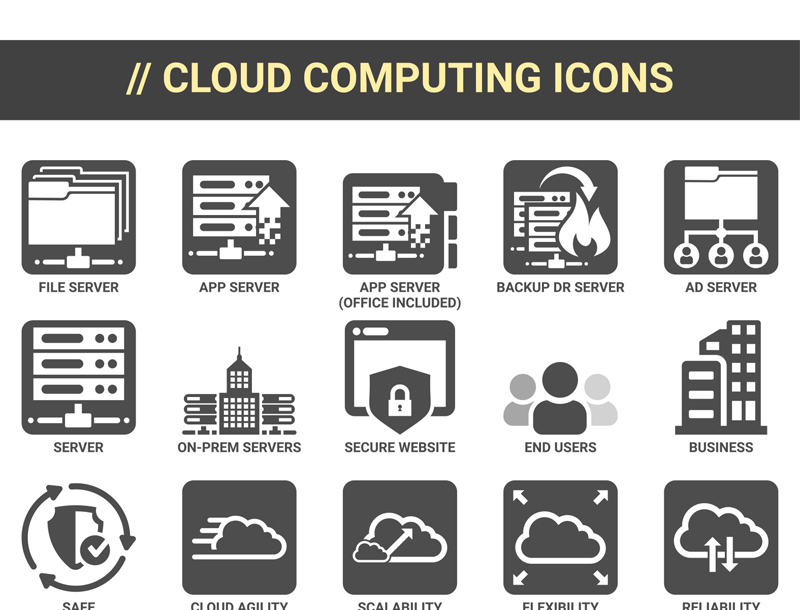 Icônes de cloud computing