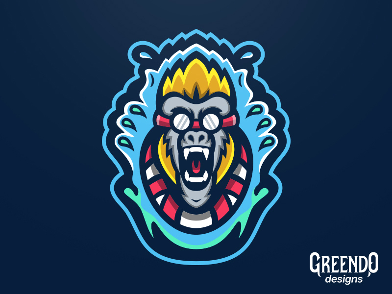 Logotipo de vector de mascota de mono de buceo