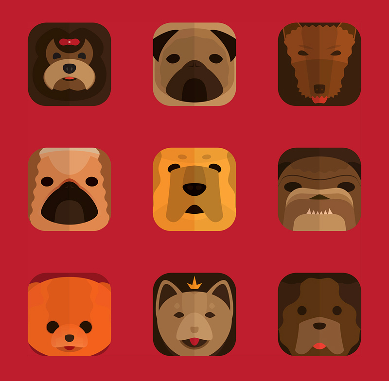 Ilustración de perros e iconos