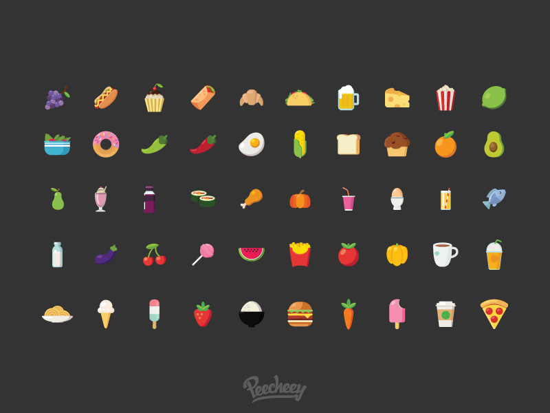 Iconos vectoriales de alimentos y bebidas