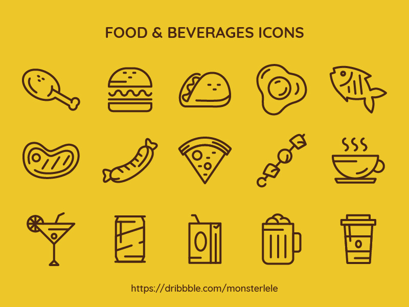 Lebensmittel- und Getränke -Symbol -Set