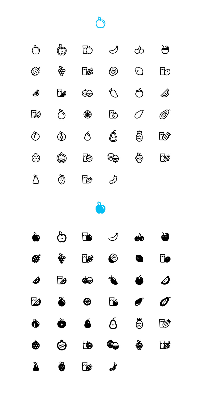 Icônes de fruits vectoriels