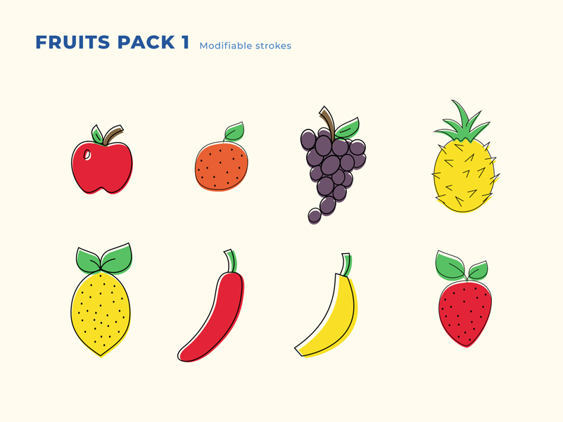 Paquete de ilustraciones de frutas