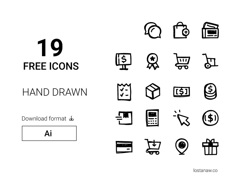 19 icônes dessinées à la main vectorielles