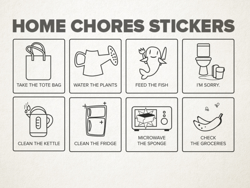 Home Chores Free Stickers