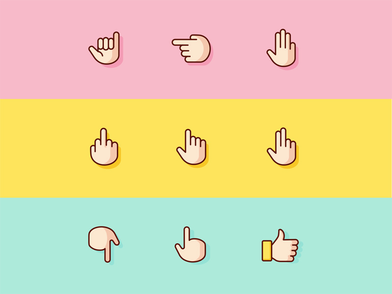 14 icônes des gestes