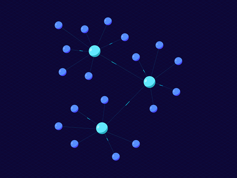 Ilustración isométrica de plataforma blockchain