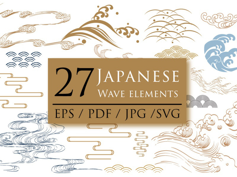 Elementos de ondas vectoriales japonesas
