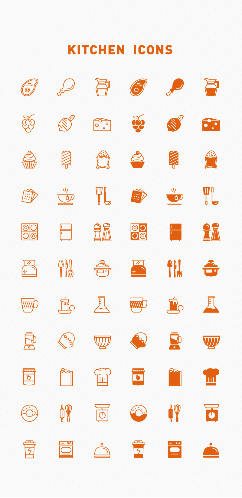 Line & Filled Vector Kitchen Icons