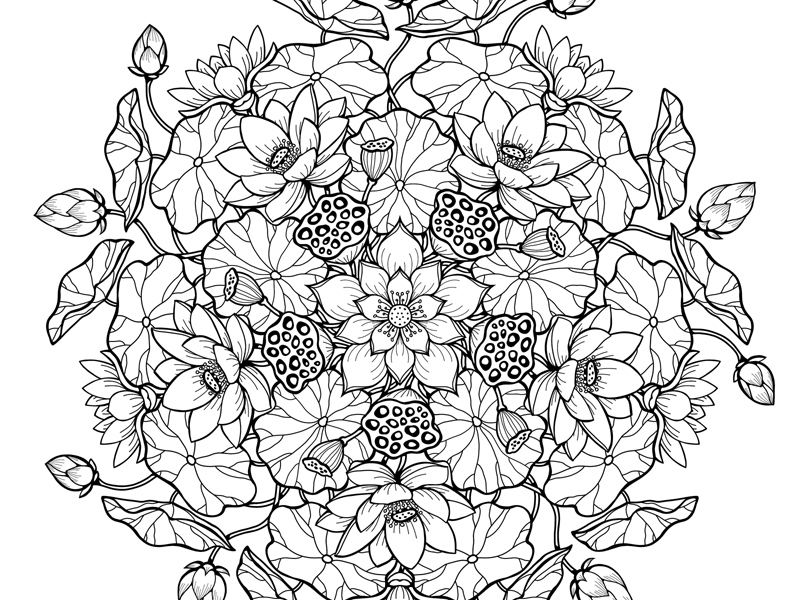Página para colorear imprimible de Lotus Mandala