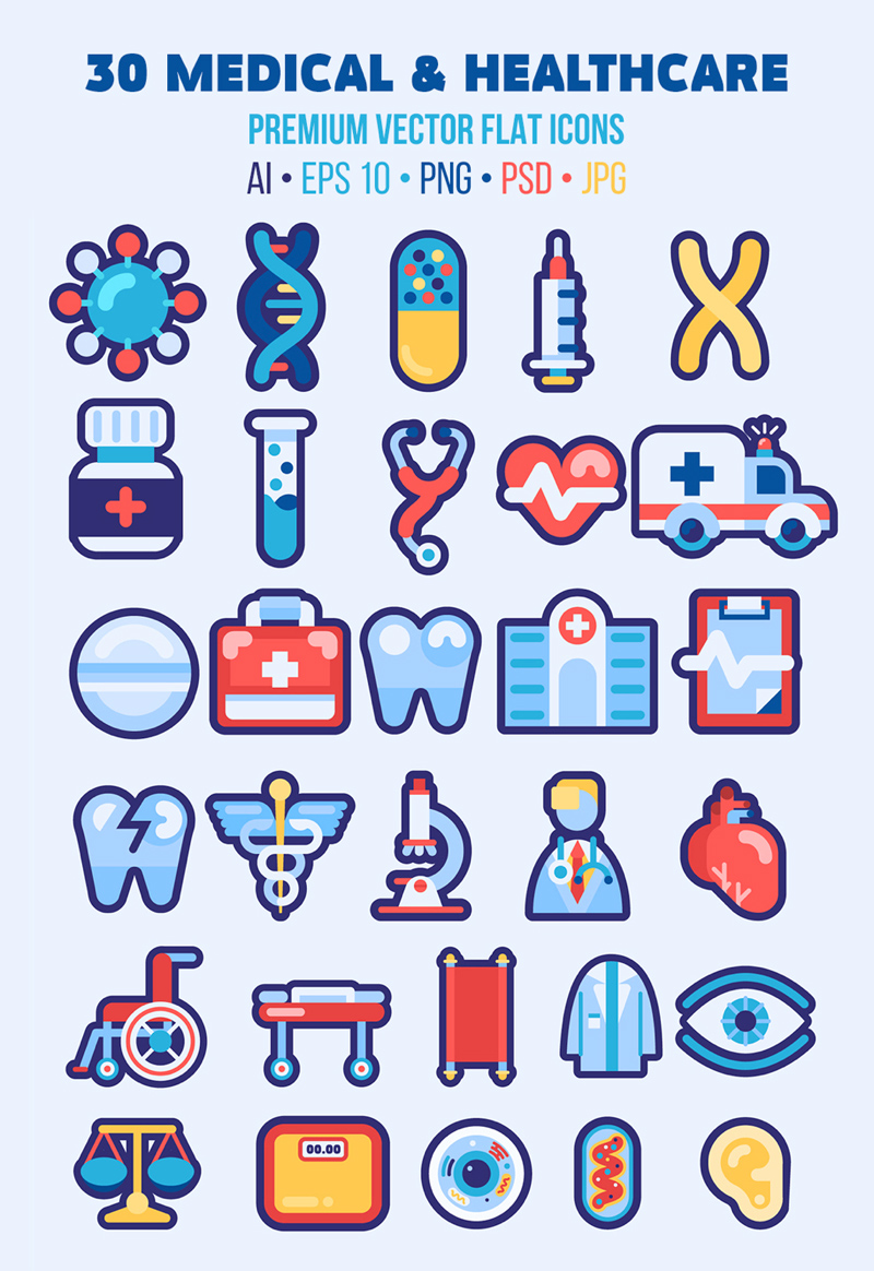 Medizinische und medizinische Symbole Set