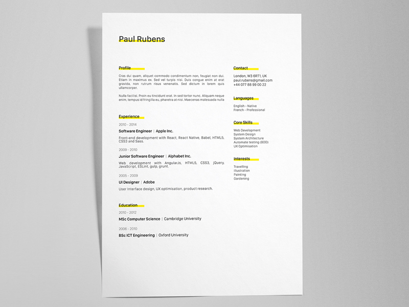 Creative Resume/CV Template – Illustrator