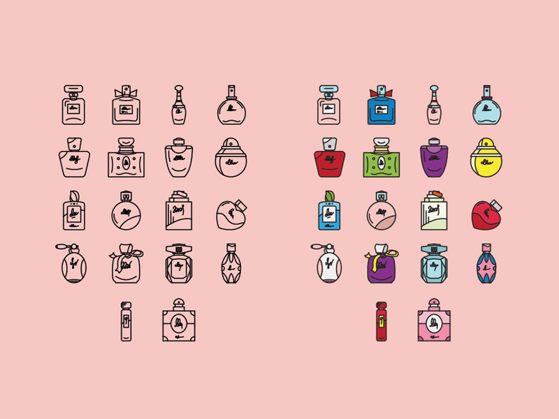 Conjunto de iconos de perfume