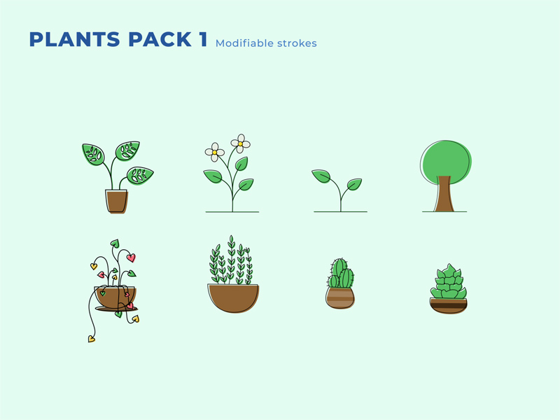 Paquete de ilustraciones de plantas