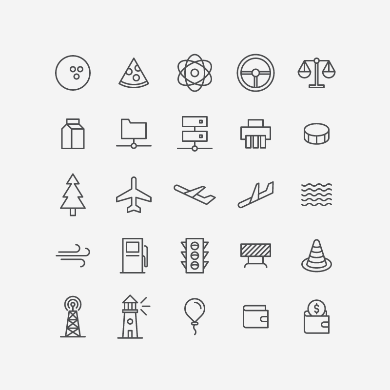 25 kostenlose Zeilensymbole - einfache Symbole Bundle -Probe
