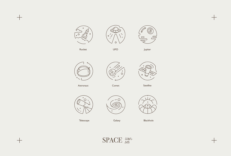 Conjunto de iconos espaciales