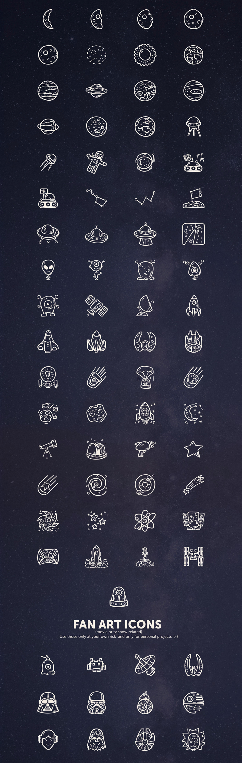Icono espacial Conjunto de Illustrator